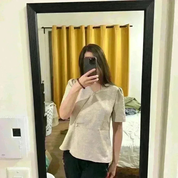 M.Ffin with jacket |  Korean fashion brand beige blouse womens small - Picture 5 of 5